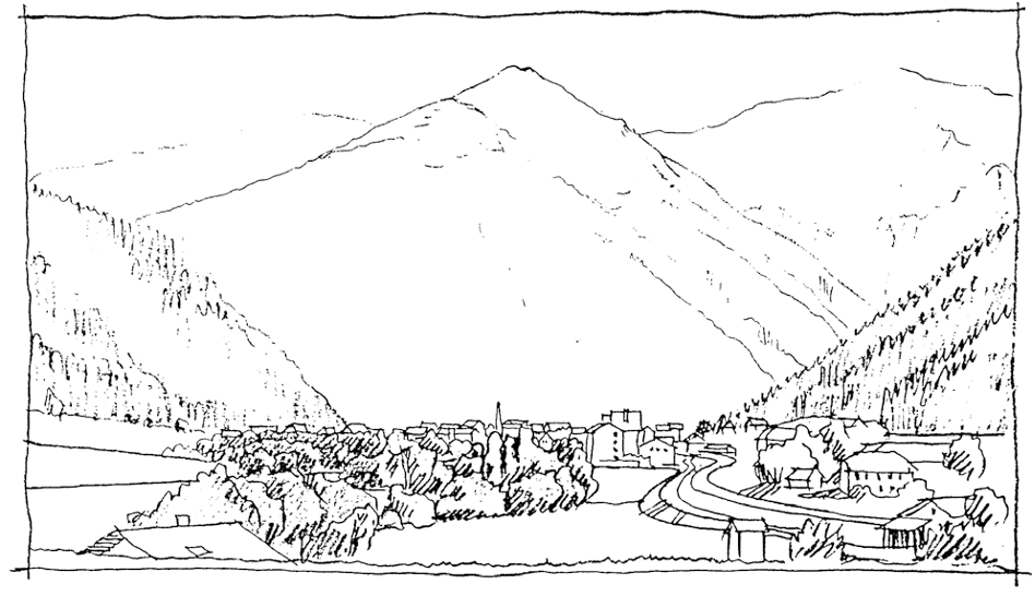 Mallnitz. Zeichnung: Alfons Dworsky